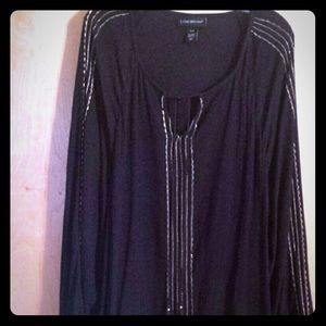 Lane Bryant Black and Gold Gauze Crinkled Blouse